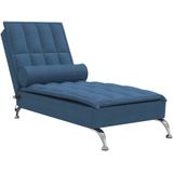 vidaXL Massage chaise longue met bolster stof blauw