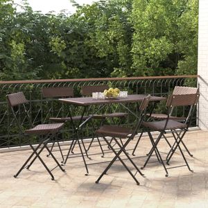 VidaXL Bistrostoelen 6 st. inklapbaar Poly Rattan en Staal Bruin