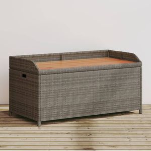 vidaXL Opbergbank 100x50x52 cm poly rattan en acaciahout grijs