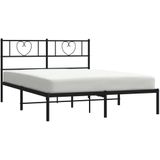 vidaXL Bedframe met hoofdbord metaal zwart 140x190 cm