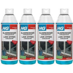 HG glasreiniger concentraat + Gratis KD spons - 4 stuks