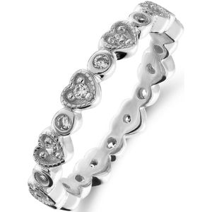 Zilveren ring hartjes zirkonia