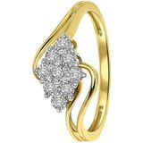 14K geelgouden ring entourage 9 diamanten 0,08ct