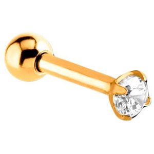 Stalen helixpiercing goldplated met zirkonia