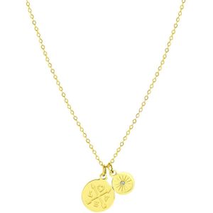 Lucardi Dames Nayley Ketting - Staal - Ketting - Cadeau - 50 cm - Goudkleurig