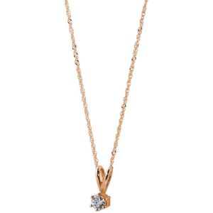 Rosegouden ketting diamant solitair hanger 0,08ct