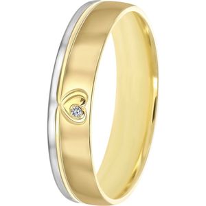 14K bicolor gouden dames trouwring 4mm Rosa TW 455