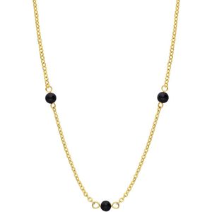 Stalen goldplated ketting gemstone Black Agate