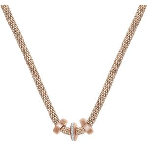 Stalen ketting mesh roseplated met kristal