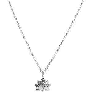 Zilveren ketting&hanger lotus met zirkonia