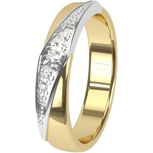 9K bicolor trouwring met diamant 4mm Cyclaam