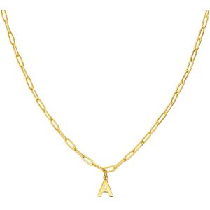Stalen goldplated ketting closed forever letter A