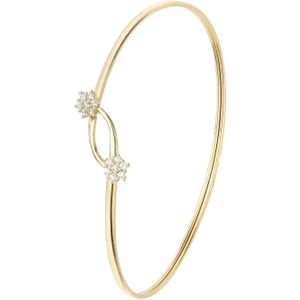 9 Karaat bangle met twee bloemen en zirkonia