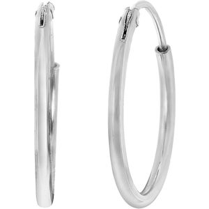 Lucardi Dames Oorbellen rhodiumplated 15mm - Oorbellen - Cadeau - Echt Zilver - Zilverkleurig