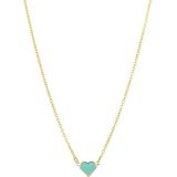 Stalen goldplated ketting met hart emaille mint