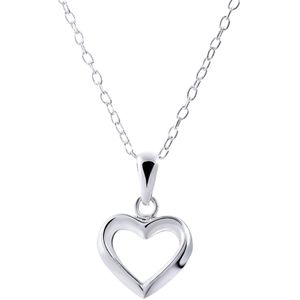 Lucardi Dames Collier met hanger hart - Echt Zilver - Ketting - Cadeau - 42 cm - Zilverkleurig