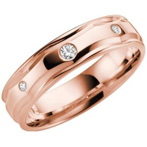 14K rose gouden trouwring dia Sunflower Dames H71R