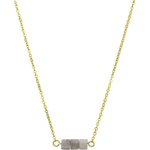 Stalen goldplated ketting met glitter steen