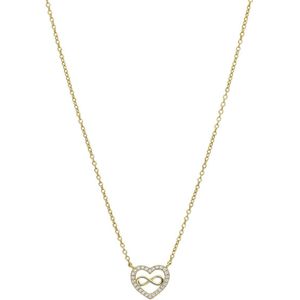 Zilveren goldplated ketting met hanger hart infinity zirkonia