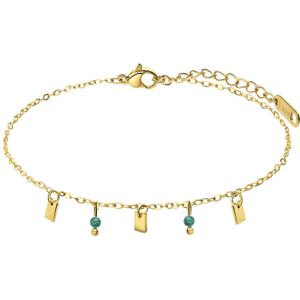 Stalen goldplated armband met blue lace agaat