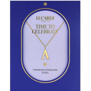 Stalen goldplated ketting letter A