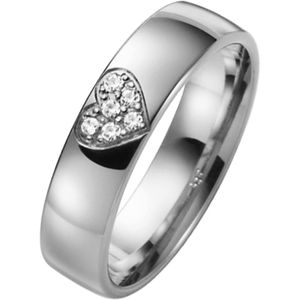 Palladium trouwring diamant Pioenroos hart H76P