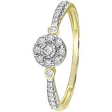 14K geelgouden entourage ring 23 diamanten 0,10ct