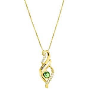 Zilveren ketting gold gravering geboortesteen