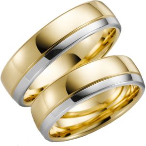 14 K bicolour trouwring geel/wit Alyssa Dames H84
