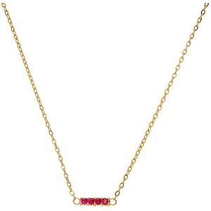 Stalen goldplated ketting met rood zirkonia