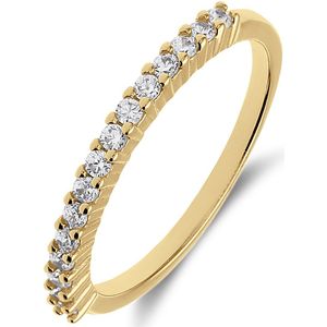 Zilveren ring goldplated met rij zirkonia