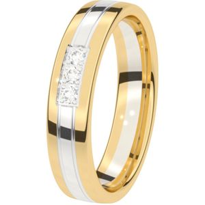 14K bicolor gouden trouwring diamant Ijsbloem