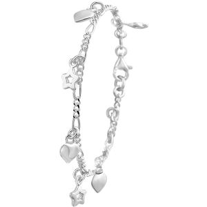 Lucardi Meisjes Armbandje met hanger met plating - Hart - Cadeau - Echt Zilver - Zilverkleurig