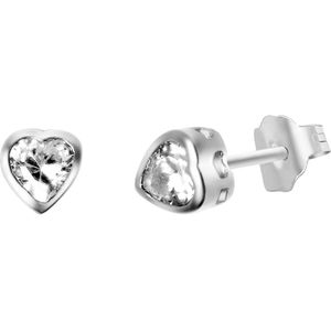 Zilveren oorbellen hart zirkonia