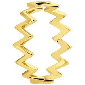 Zilveren ring zig-zag goldplated