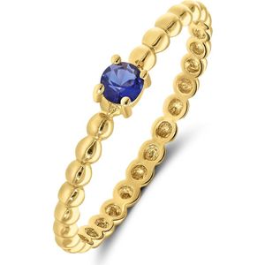 9 karaat geelgouden ring met blauwe zirkonia