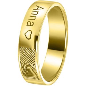 Zilveren ring gold vingerafdruk & gravering