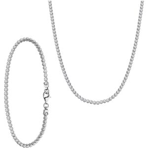 Zilveren set ketting en armband zirkonia