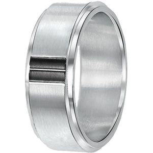 Gerecycleerd stalen ring mat/glans met zwart