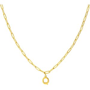 Stalen goldplated ketting closed forever letter Q