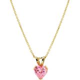 14K geelgouden ketting & hanger hart roze zirkonia