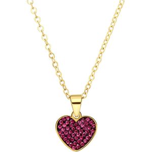 Stalen goldplated ketting hart kristal amethyst