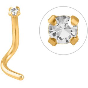 Stalen neuspiercing goldplated met zirkonia