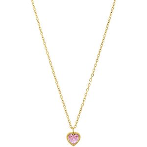 Stalen goldplated ketting vintage roze hart voor dames