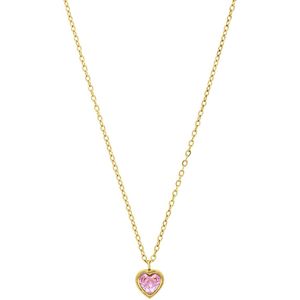 Stalen goldplated ketting vintage roze hart