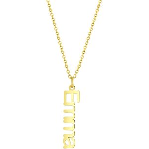 Zilveren naamketting goldplated verticaal
