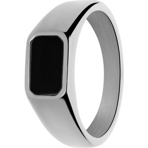 Stalen ring black agaat