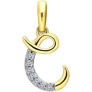 Lucardi Dames alfabet hanger met diamant (0,03ct) - Hanger - Cadeau - 14 Karaat Goud - Geelgoud