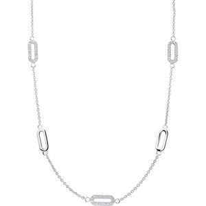 Zilveren ketting ovale hangers