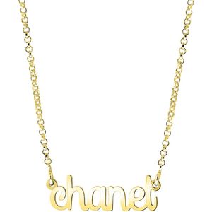 Zilveren naamketting goldplated elegant voor dames